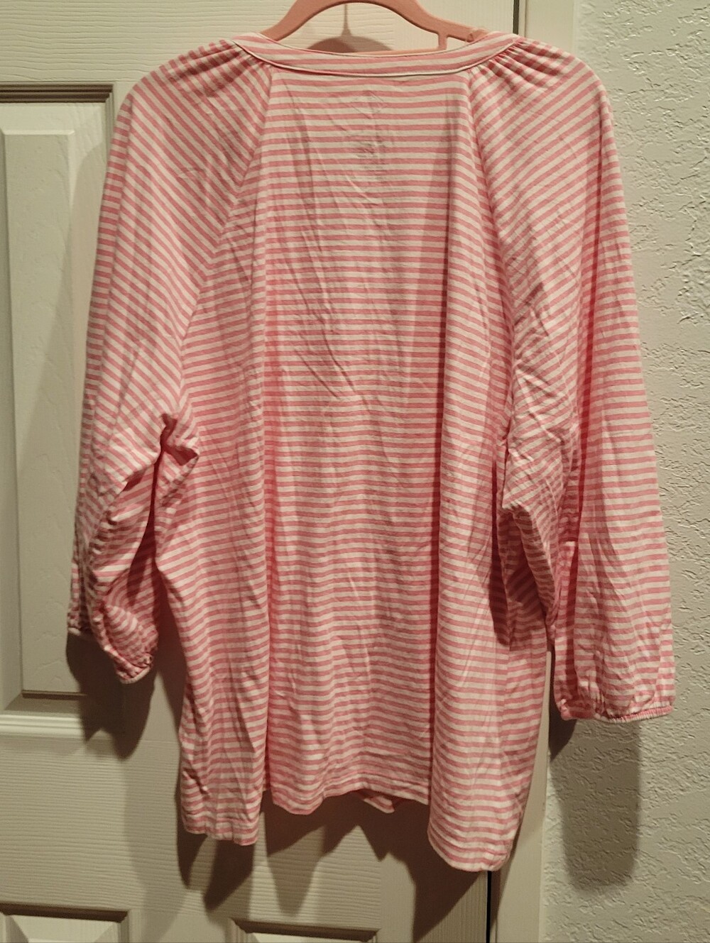 St. Johns Bay Striped Pink Embroidered Women's Top - Picture 4 of 4